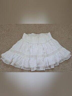 Surf Gypsy White Eyelet Tiered Mini Skirt
